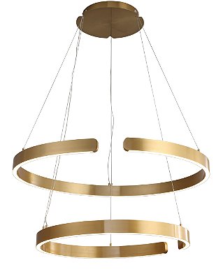 Pendente LED 80W 3000K 2 aros 44+66cm Inox Dourado DCD01612