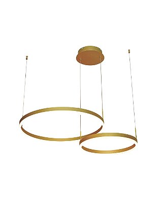 Pendente LED 63W 3000K 2 aros 40+60cm cabo 2,5m Dourado DCD03281