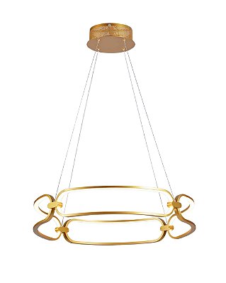 Pendente LED 80W 3000K Metal Dourado Escovado D60cm cabo 2m QD05480