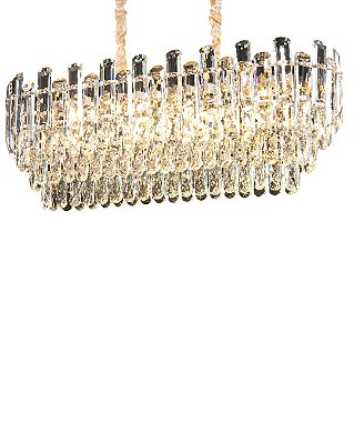Pendente em Cristal 80x30cm 16xE14 Dourado cabo 80cm DCD00465