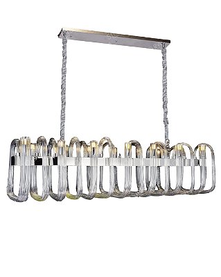 Pendente C125x38cm 14xG9 Metal Cromado+Vidro cabo 150cm DCD00640