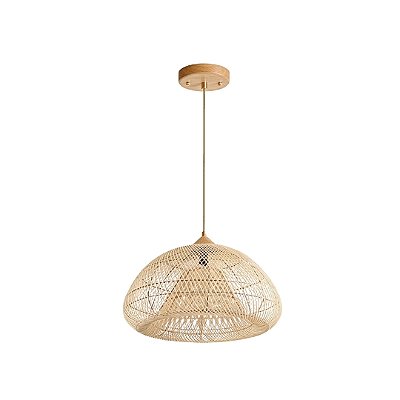 Pendente Madeira Rattan natural 60x38cm 1xE27 Metal Dourado DCD03513