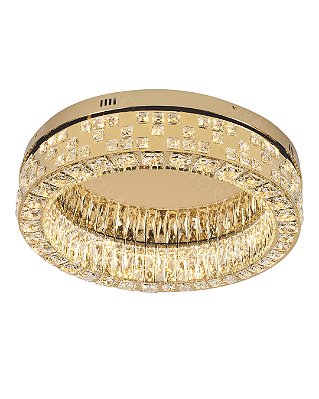 Plafon Inox Dourado+Cristal LED 67W 3000K D60cm DCX02891