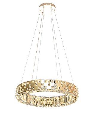 Pendente Cristal LED 166W 3000K D60cm Inox Dourado cabo 2m DCD02888
