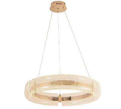 Pendente LED 62W 3000K Metal Dourado e Acrílico D60cm QD05216