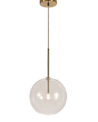 Pendente Globo Vidro Transparente D30cm cabo 2m Metal Bronze DCD04072