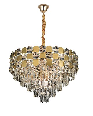 Lustre Pendente Cristal 60(D)x40(h)cm 12xE14 Dourado DCD06540