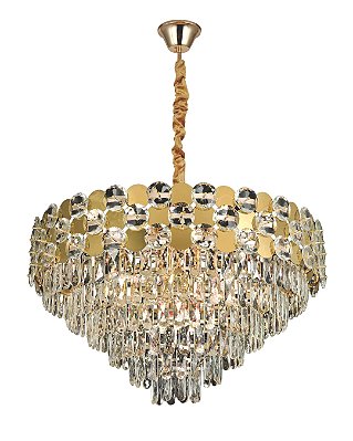 Lustre Pendente Cristal 80(D)x45(h)cm 20xE14 Dourado DCD06541
