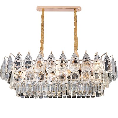 Lustre Pendente Cristal Transparente 100x35cm Metal Dourado DCD01074