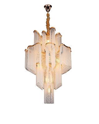 Pendente em Vidro D100x135cm 28xE14 cabo 1m Metal Dourado DCD04613