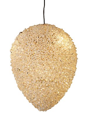 Pendente em Cristal Transparente 6xE14 30x40cm Metal Dourado DCD04601