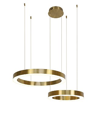 Pendente LED 27W+36W 3500K cabo 3m Inox Dourado D40+60cm dcd01230