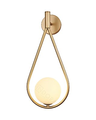 Arandela 17x40cm 1xG9 Vidro Branco Metal Dourado dcb04050