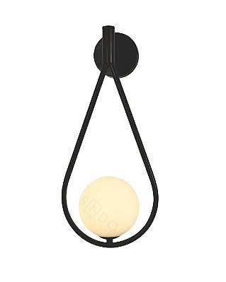 Arandela 17x40cm 1xG9 Vidro Branco Metal Preto dcb04051