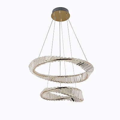 Pendente em Cristal Lezie 2 aros 71W 3000K Metal Ouro Brilho 2737