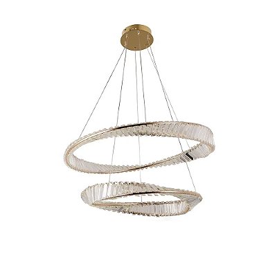 Pendente em Cristal Lezie 2 aros 97W 3000K Metal Ouro Brilho 2738