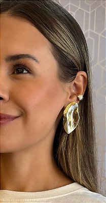 Brinco folha Orgânico - Bijuteria Premium