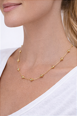 Colar Bolinhas Folheado a ouro 18k