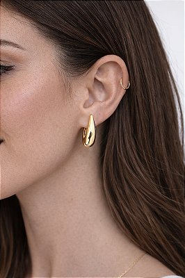 Brinco Argola Gota Click Grande - Folheado em Ouro 18k