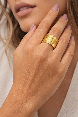 Anel faixa Regulavél - Folheado em Ouro 18k