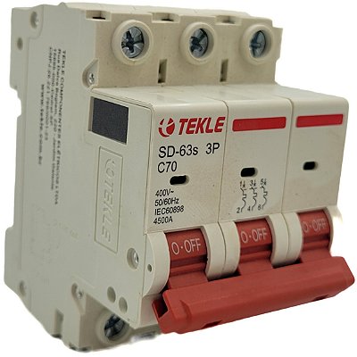 Disjuntor Termomagnetico  Tripolar  SD-63s 70A 3P Curva C - 6kA TEKLE