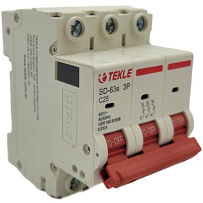 Disjuntor Termomagnetico  Tripolar  SD-63s 25A 3P Curva C - 6kA TEKLE