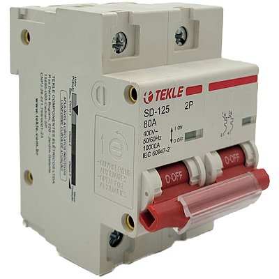 Disjuntor Termomagnetico  Bipolar  SD-125 80A 2P Curva C - 10kA TEKLE
