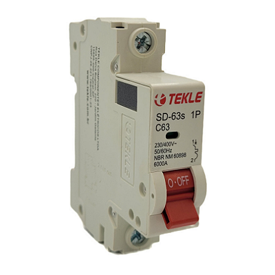Disjuntor Termomagnetico  Monopolar  SD-63s 63A 1P Curva C - 6kA TEKLE