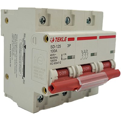Disjuntor Termomagnetico  Tripolar  SD-125 100A 3P Curva C - 10kA TEKLE
