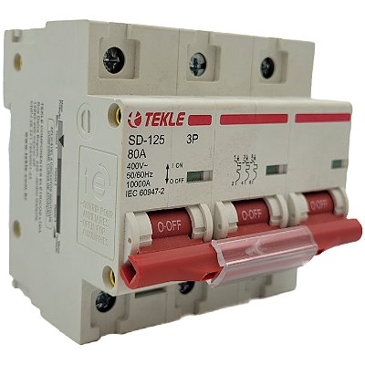 Disjuntor Termomagnetico  Tripolar  SD-125 80A 3P Curva C - 10kA TEKLE