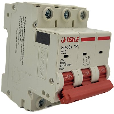 Disjuntor Termomagnetico  Tripolar  SD-63s 32A 3P Curva C - 6kA TEKLE