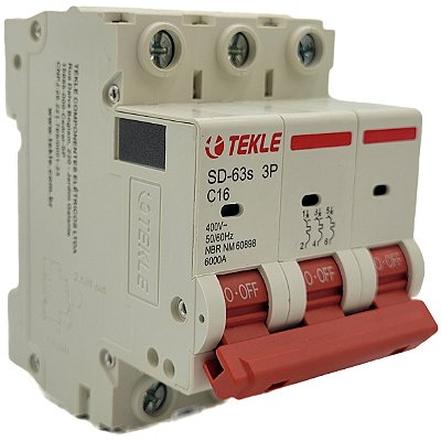 Disjuntor Termomagnetico  Tripolar  SD-63s 16A 3P Curva C - 6kA TEKLE
