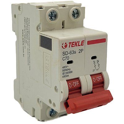 Disjuntor Termomagnetico  Bipolar  SD-63s 70A 2P Curva C - 6kA TEKLE