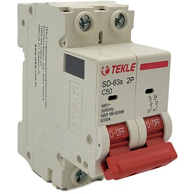 Disjuntor Termomagnetico  Bipolar  SD-63s 50A 2P Curva C - 6kA TEKLE