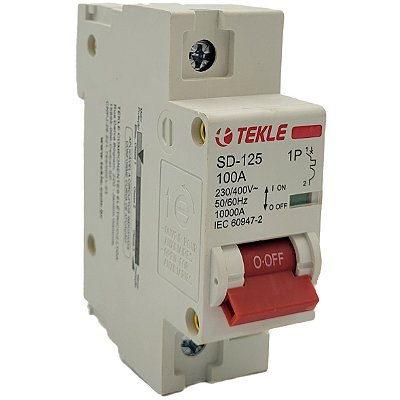 Disjuntor Termomagnetico  Monopolar  SD-125 100A 1P Curva C - 10kA TEKLE