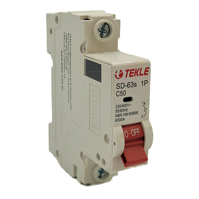 Disjuntor Termomagnetico  Monopolar  SD-63s 50A 1P Curva C - 6kA TEKLE