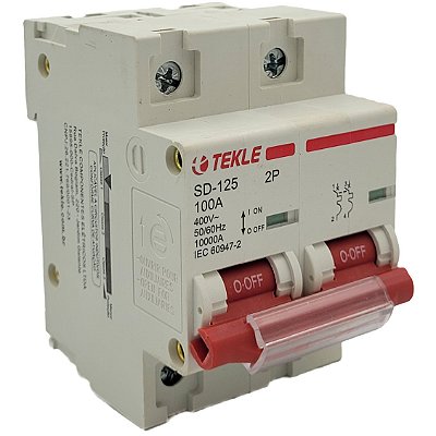 Disjuntor Termomagnetico  Bipolar  SD-125 100A 2P Curva C - 10kA TEKLE