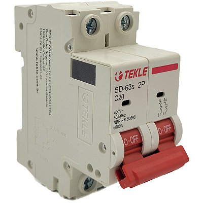 Disjuntor Termomagnetico  Bipolar  SD-63s 20A 2P Curva C - 6kA TEKLE