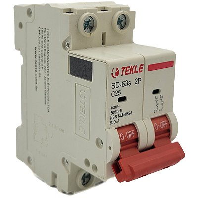 Disjuntor Termomagnetico  Bipolar  SD-63s 25A 2P Curva C - 6kA TEKLE