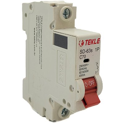 Disjuntor Termomagnetico  Monopolar  SD-63s 70A 1P Curva C - 6kA TEKLE