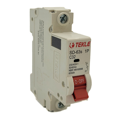 Disjuntor Termomagnetico  Monopolar  SD-63s 32A 1P Curva C - 6kA TEKLE