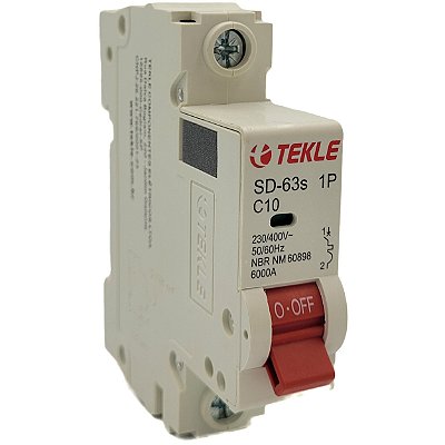 Disjuntor Termomagnetico  Monopolar  SD-63s 10A 1P Curva C - 6kA TEKLE