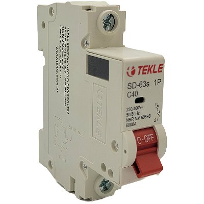 Disjuntor Termomagnetico  Monopolar  SD-63s 40A 1P Curva C - 6kA TEKLE