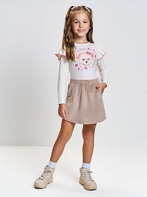 Conjunto com shorts saia em cotelê