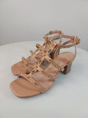 SANDÁLIA SALTO BLOCO CARAMELO