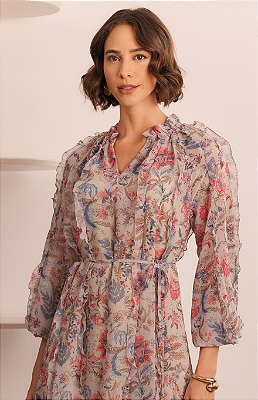 VESTIDO LONGO CHIFFON ESTAMPADO