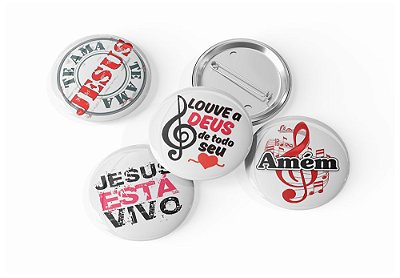 4 Botons Broche Alfinete, Música, Coleção Cristã Gospel Papers - Button, Botton, Botom, Boton
