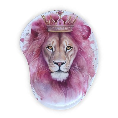 Mouse Pad com Apoio de Pulso - Leoa Rosa - Emborrachado, Estampas Impressão Digital