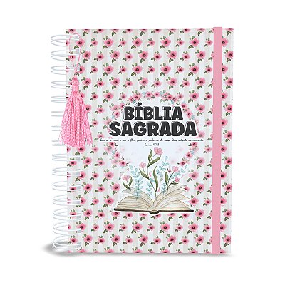 Bíblia Anote A5 Floral, Capa Dura, 75g, Bolso, Wire-o