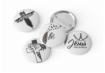 4 Botons Broche Alfinete, Fé, Coleção Cristã Gospel Papers - Button, Botton, Botom, Boton